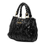 ミュウミュウ マテラッセ ハンドバッグ ショルダーバッグ 2WAY ブラック レザー レディース MIUMIU 【中古】